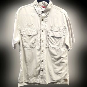 VF Solutions Boy Scout Mens Size M Shirt Beige Short Sleeve Vented Button Up BSA